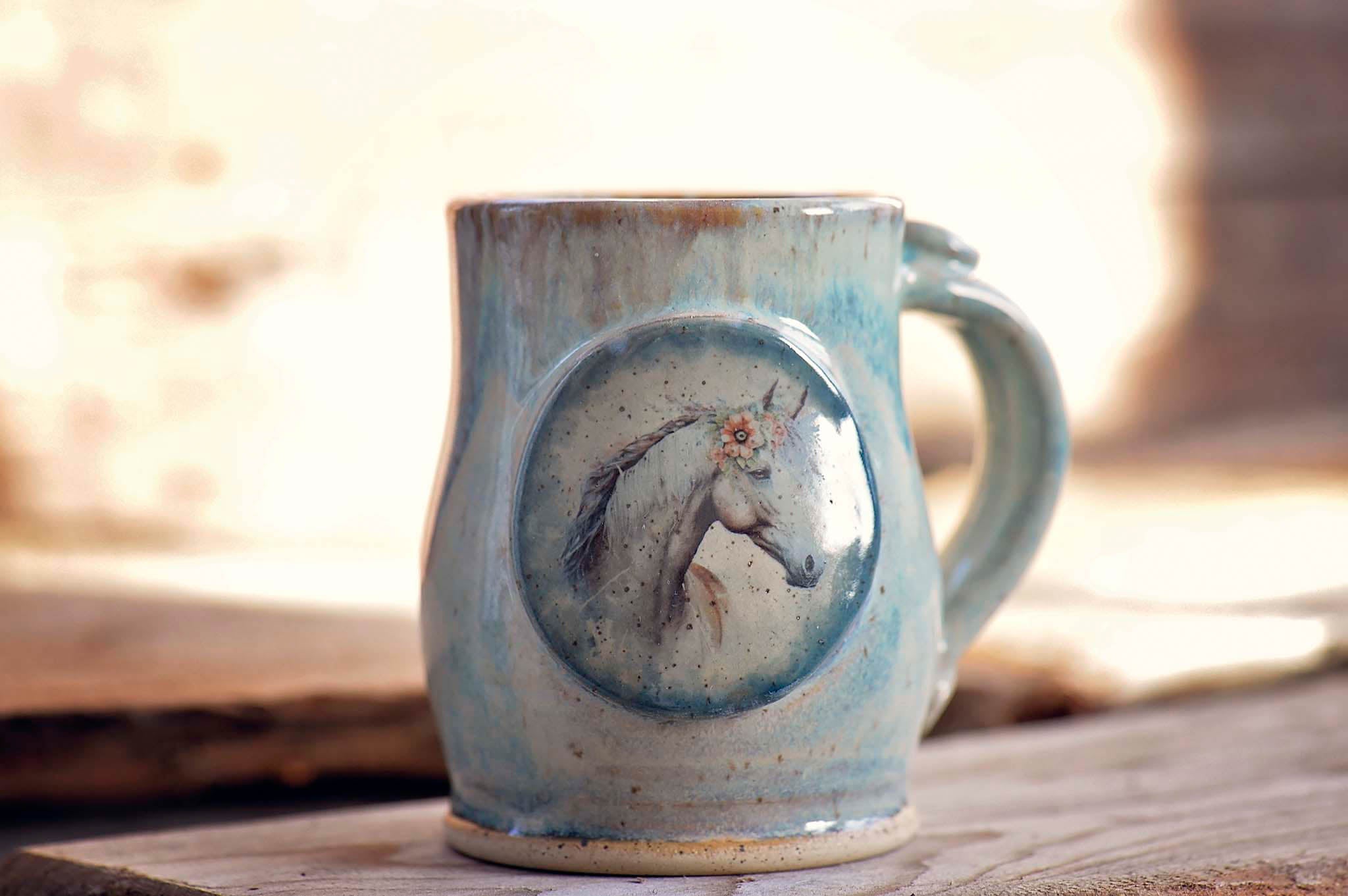 12.5oz Peach Wildflower Horse Mug