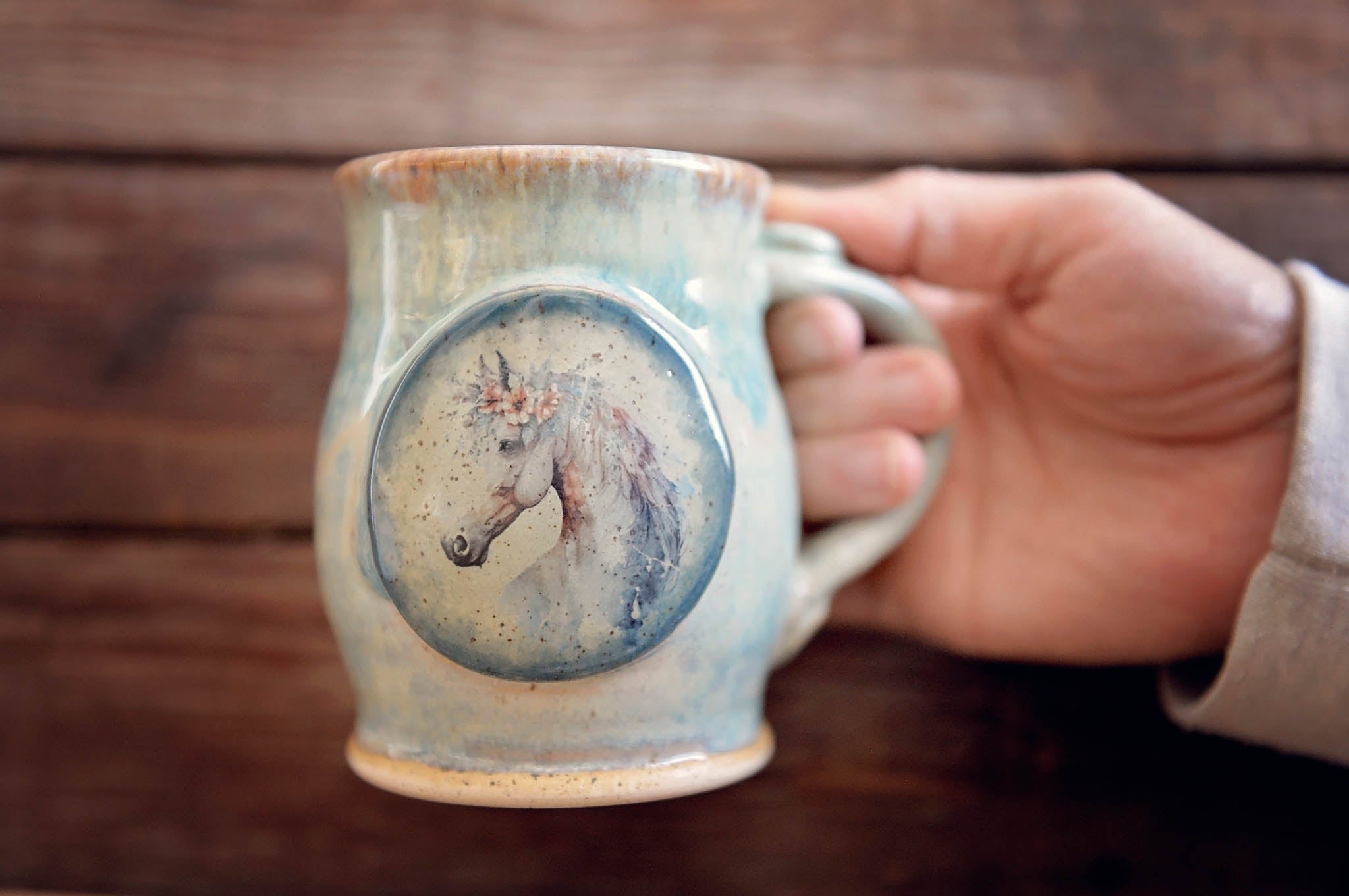 12.5oz Floral Crown Horse Mug