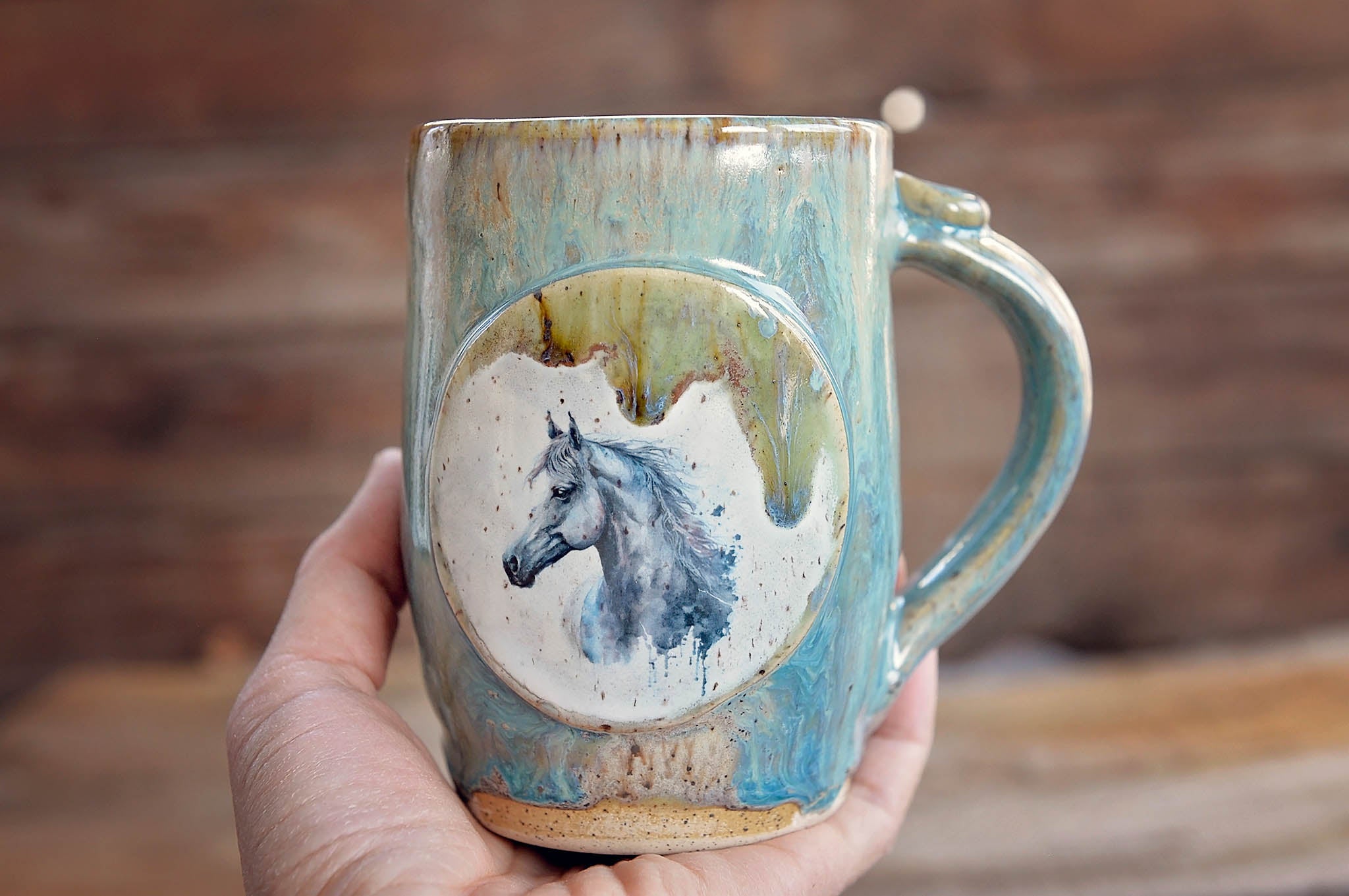 16.9oz Indigo Horse Mug