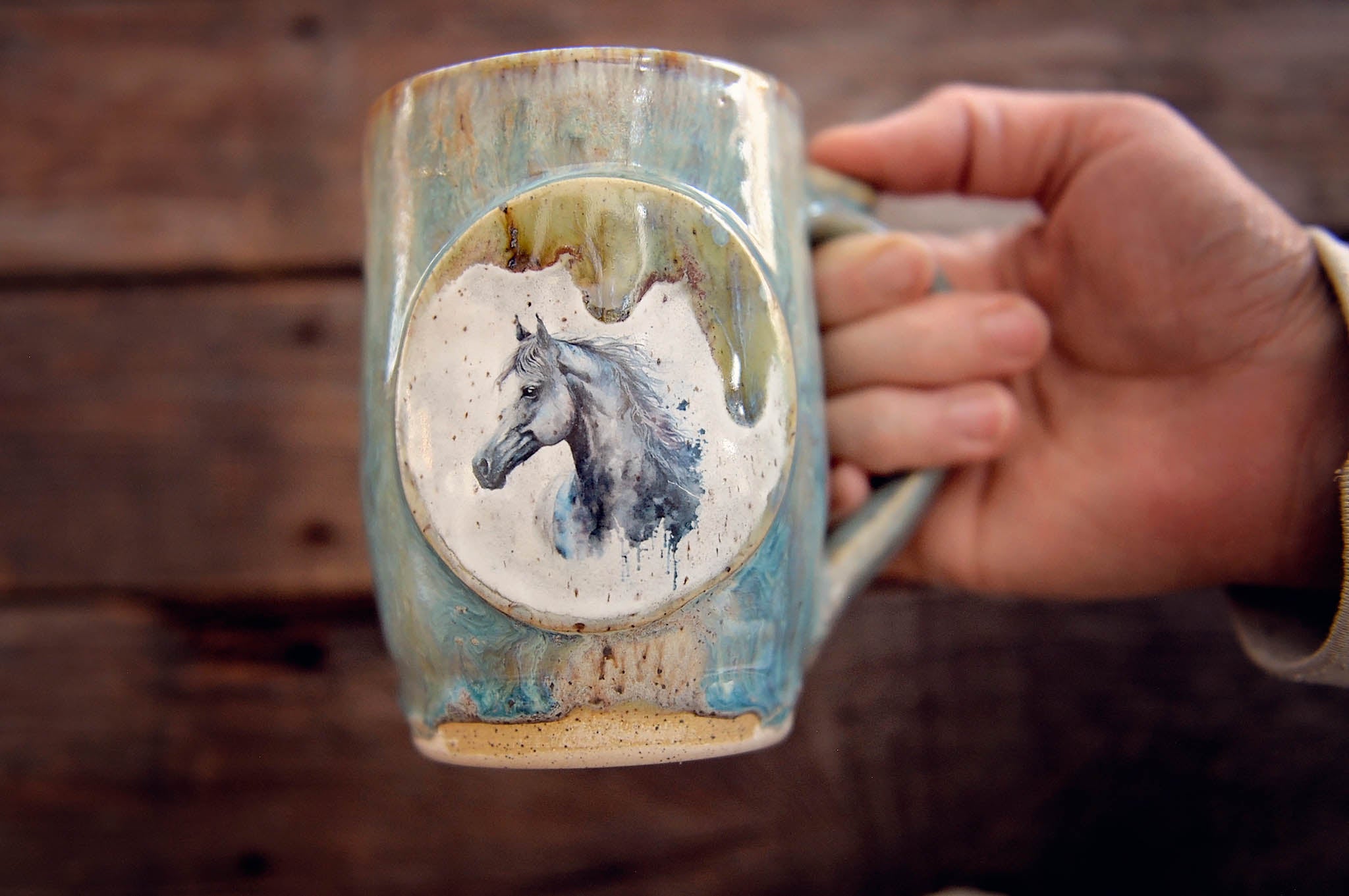 16.9oz Indigo Horse Mug