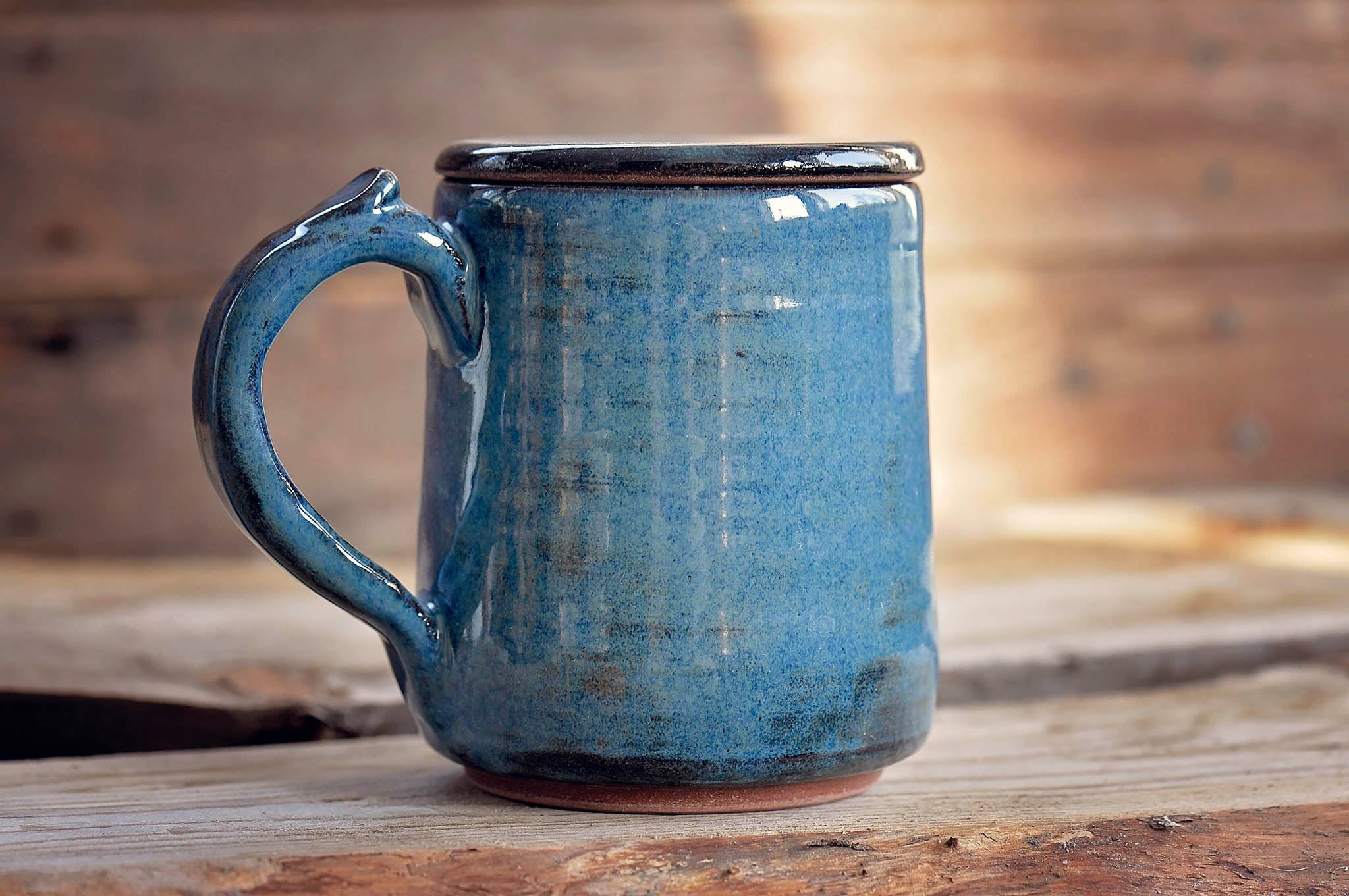 23.4oz Handmade Ceramic Mug with Lid - Ocean Blue