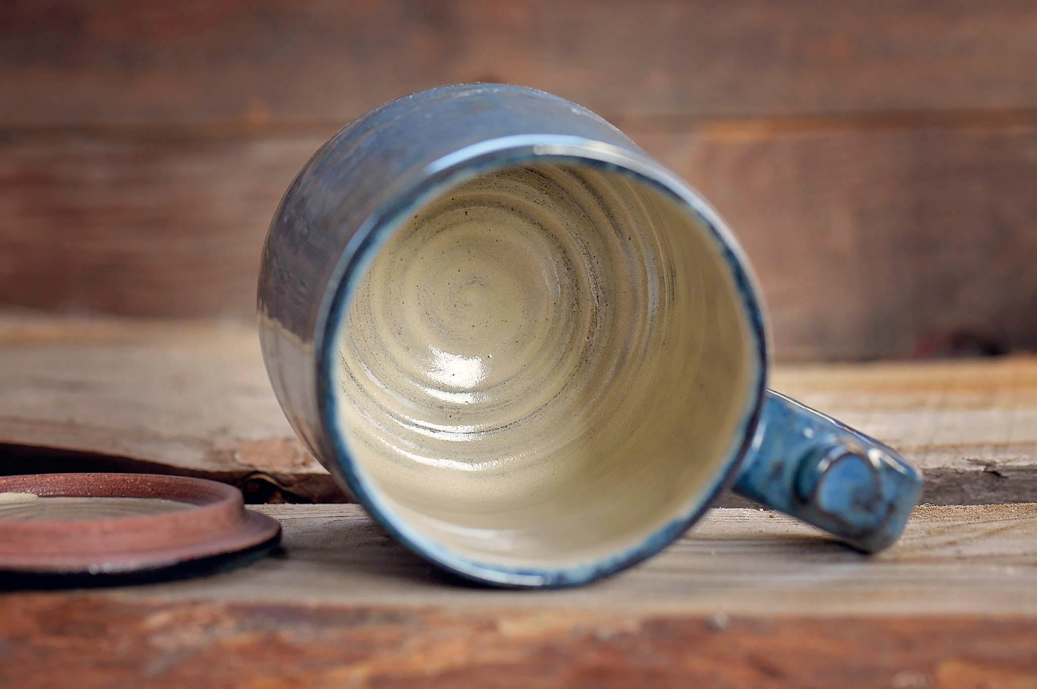 23.4oz Handmade Ceramic Mug with Lid - Ocean Blue