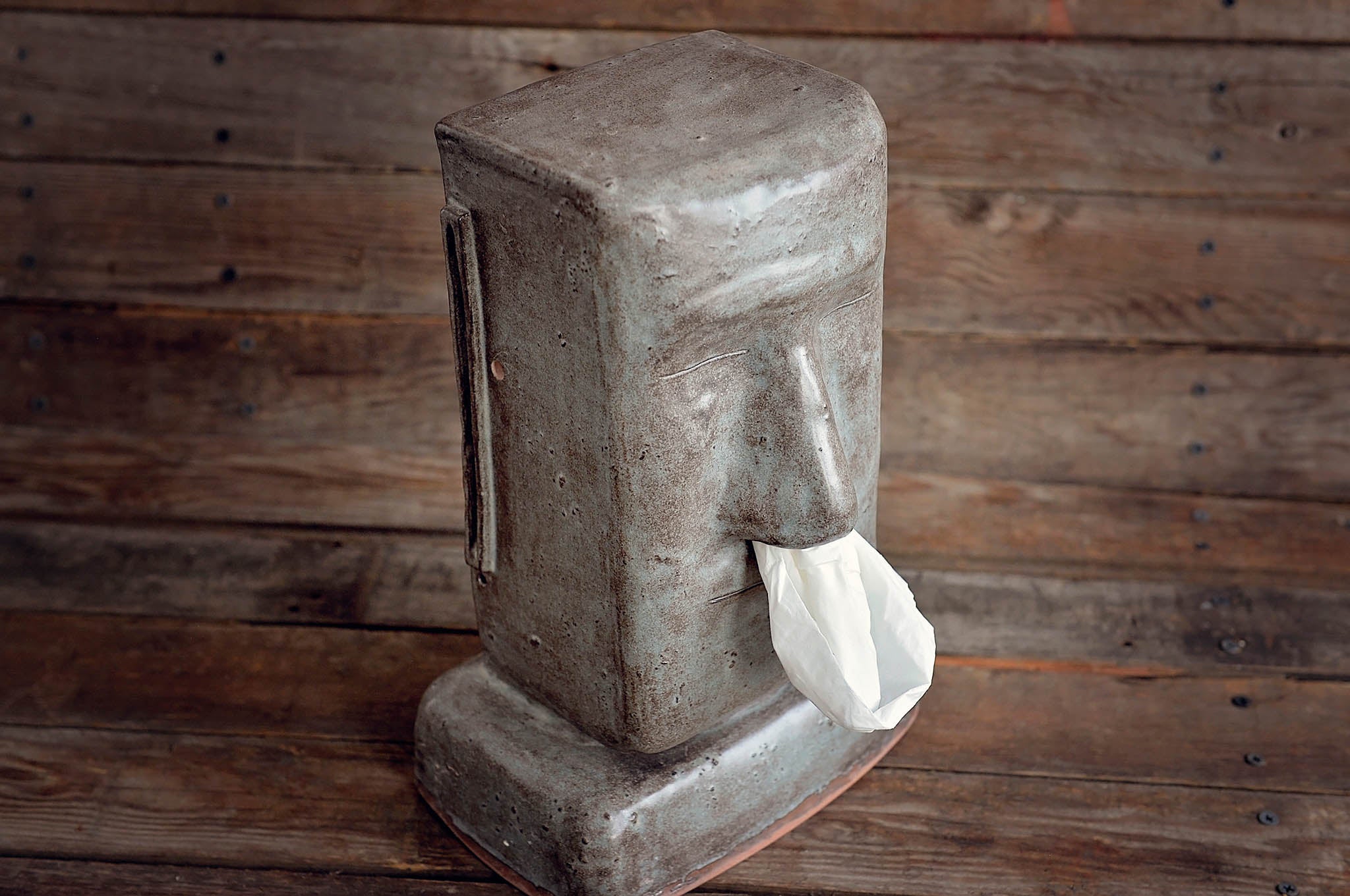 Moai Stone Face Tissue Box Holder