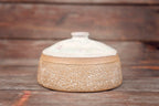 Ceramic Carved Blossom Jewelry Jar with Pink & Cream Lid