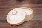 Ceramic Carved Blossom Jewelry Jar with Pink & Cream Lid