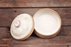 Ceramic Carved Blossom Jewelry Jar with Pink & Cream Lid
