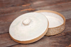 Ceramic Carved Blossom Jewelry Jar with Light Celadon Green Lid