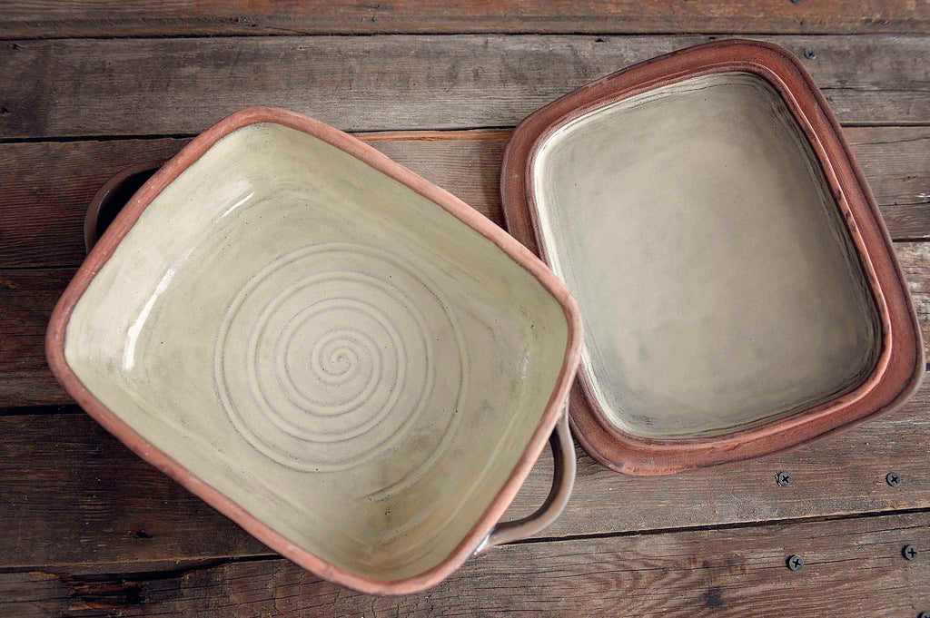 Blue Ceramic Baking Casserole Dish with Lid