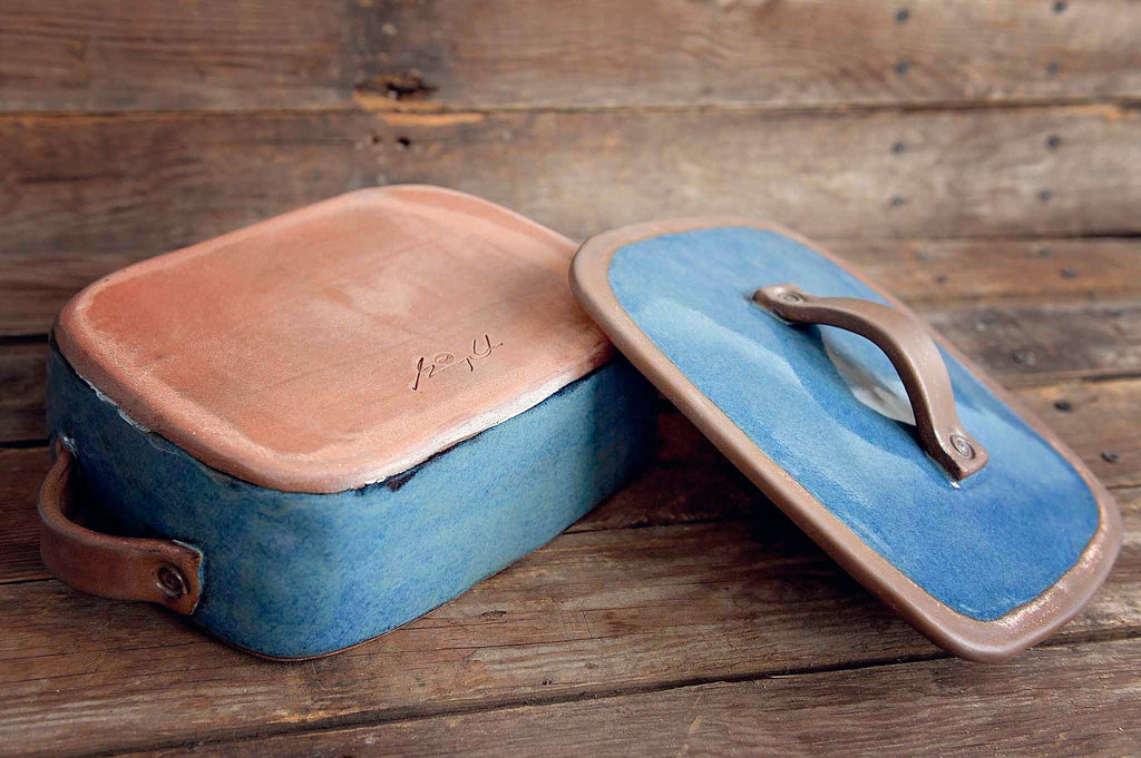 Blue Ceramic Baking Casserole Dish with Lid