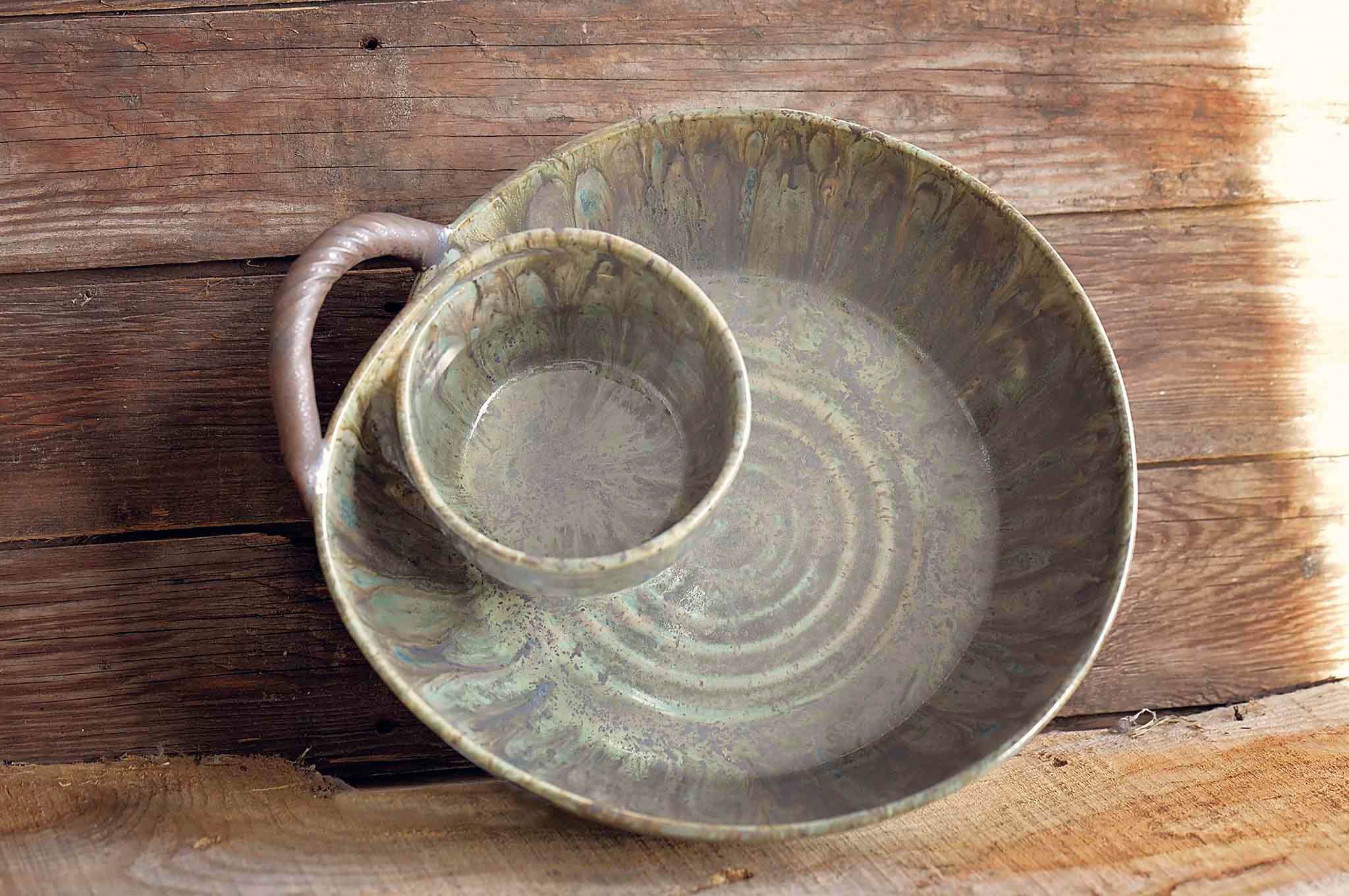 Artisan Chip and Dip with Rustic Handle