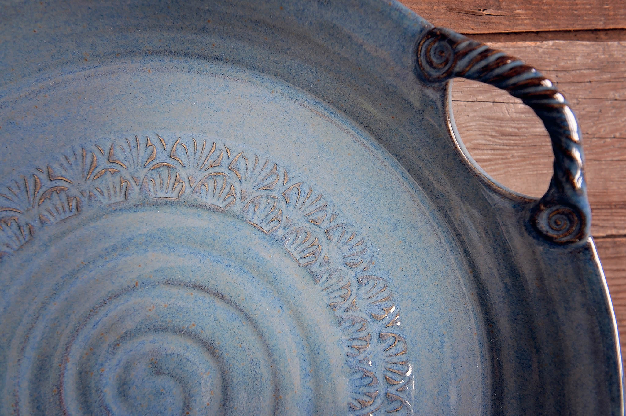 Large Patterned Serving Platter - Ocean Blue