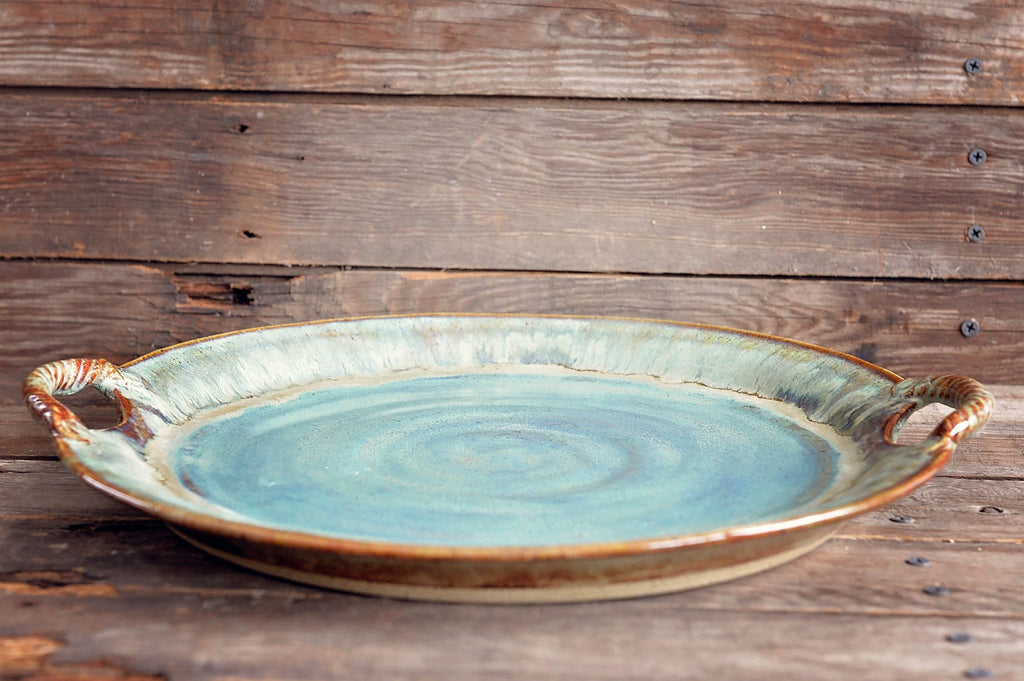 Large Handled Serving Platter - Ocean Breeze