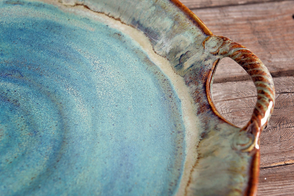 Large Handled Serving Platter - Ocean Breeze