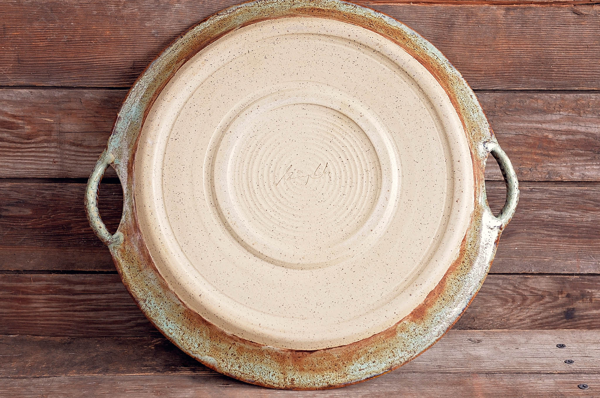 Large Handled Serving Platter - Ocean Breeze