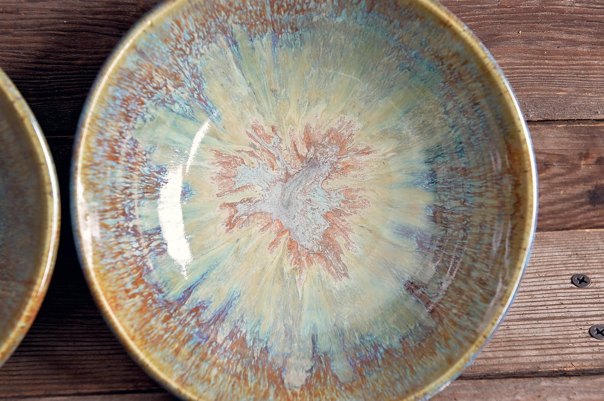 Blue Hazel Brown Salad Bowl Set (Set of 6)