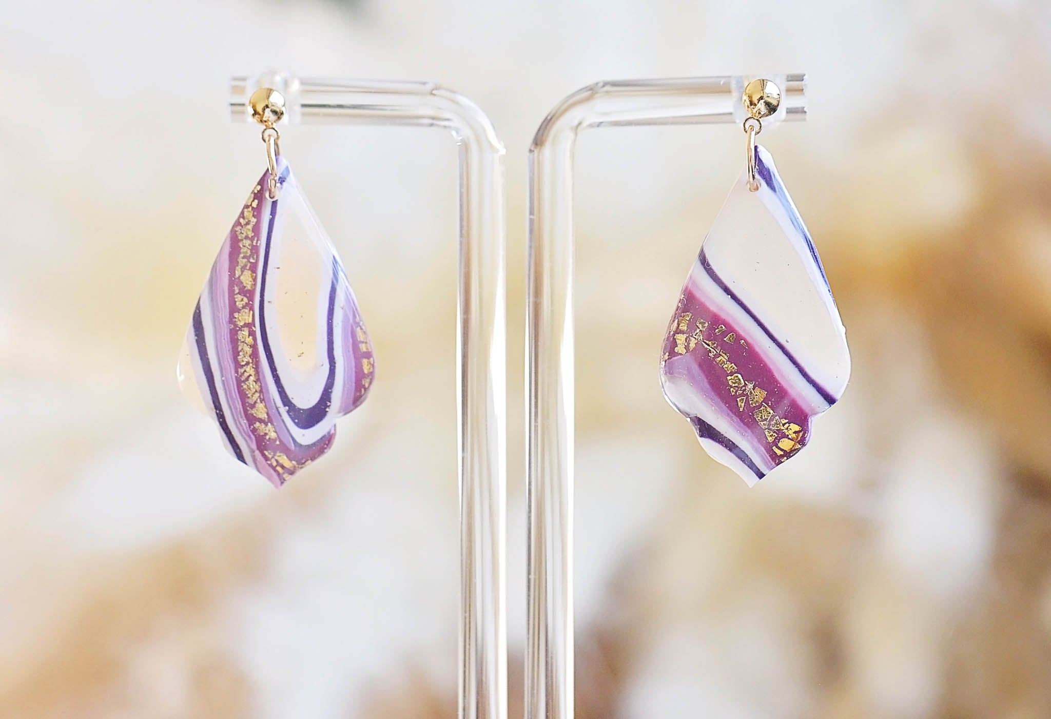 Purple Pink Agate Inspired Earrings