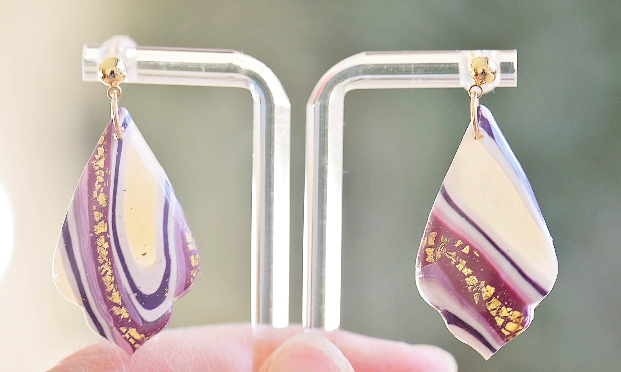 Purple Pink Agate Inspired Earrings