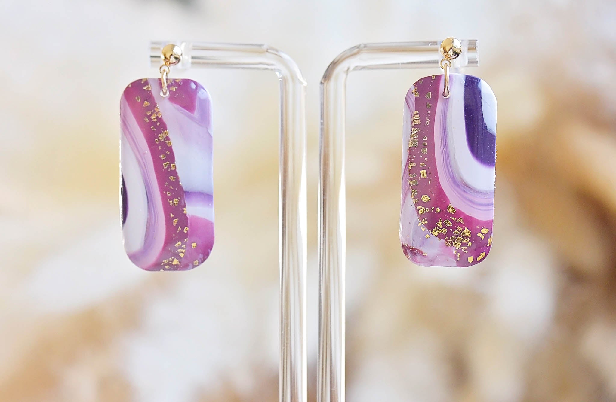 Purple Pink Agate Faux Bars