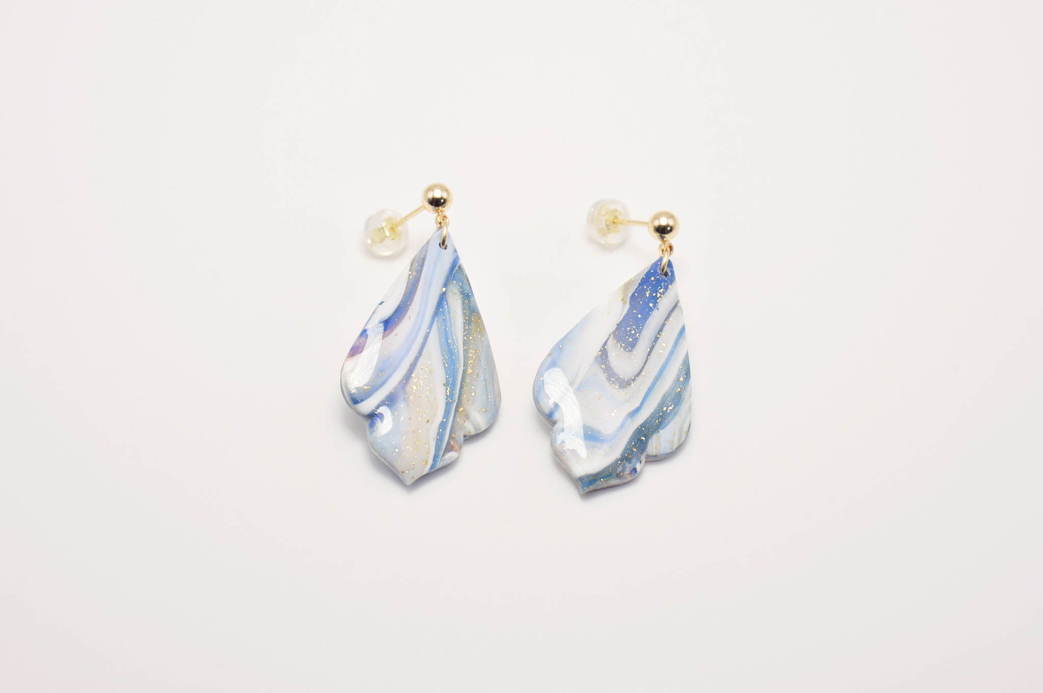 Blue Lace Agate Polymer Clay Drop Earrings