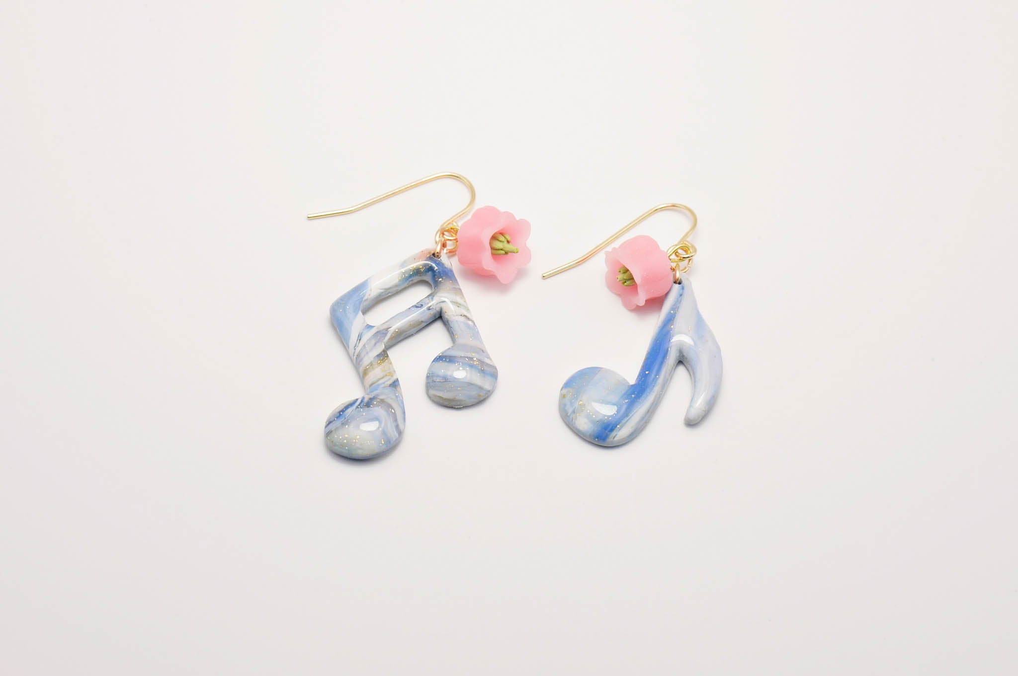 Pink Bell Flower Music Note Earrings