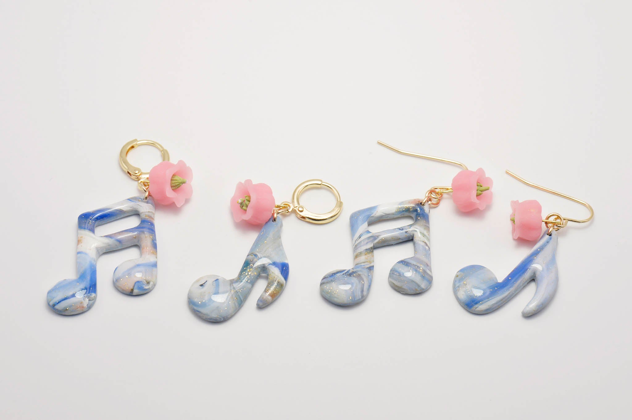 Pink Bell Flower Music Note Earrings