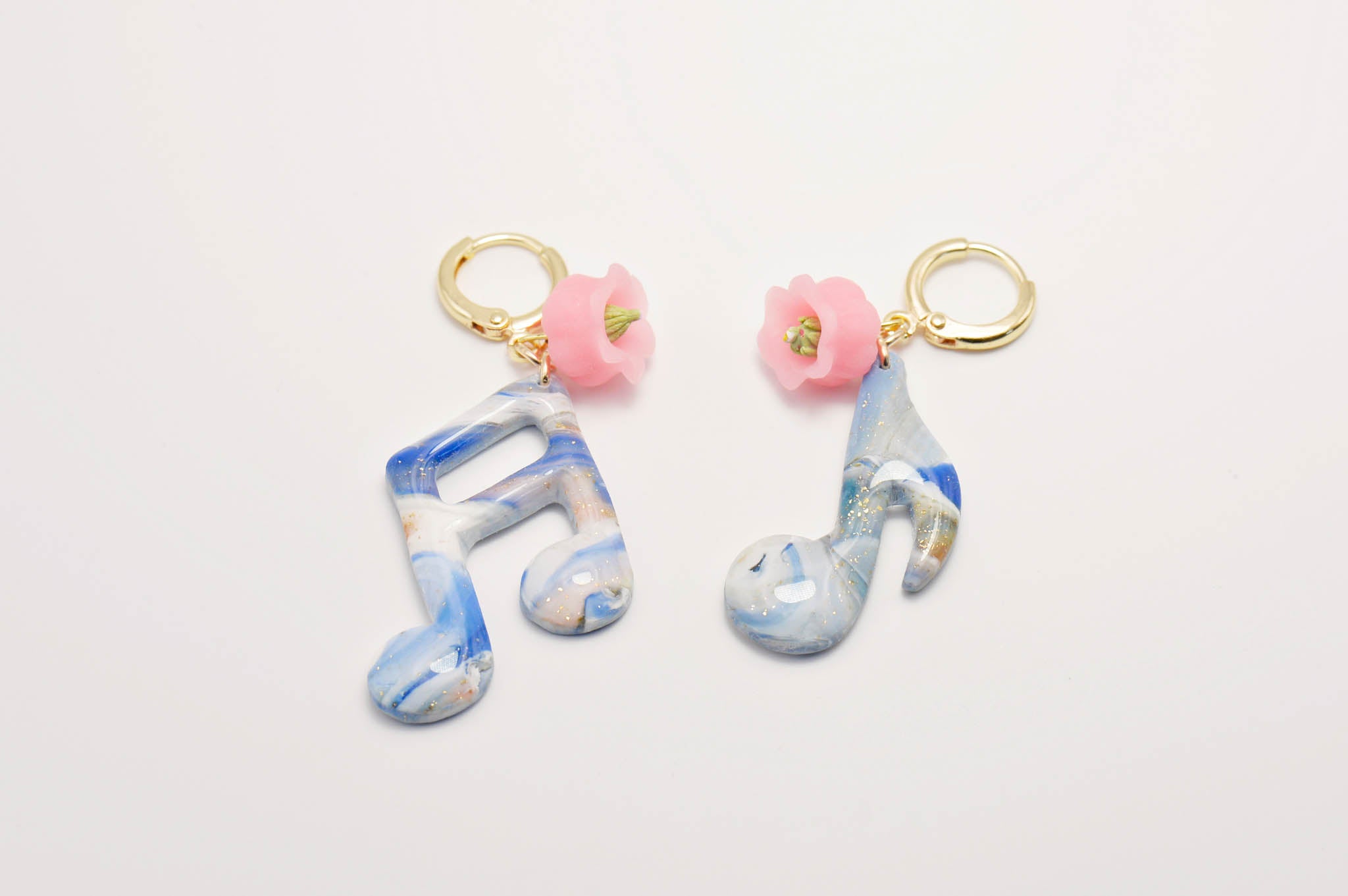 Pink Bell Flower Music Note Earrings