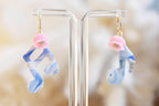 Pink Bell Flower Music Note Earrings