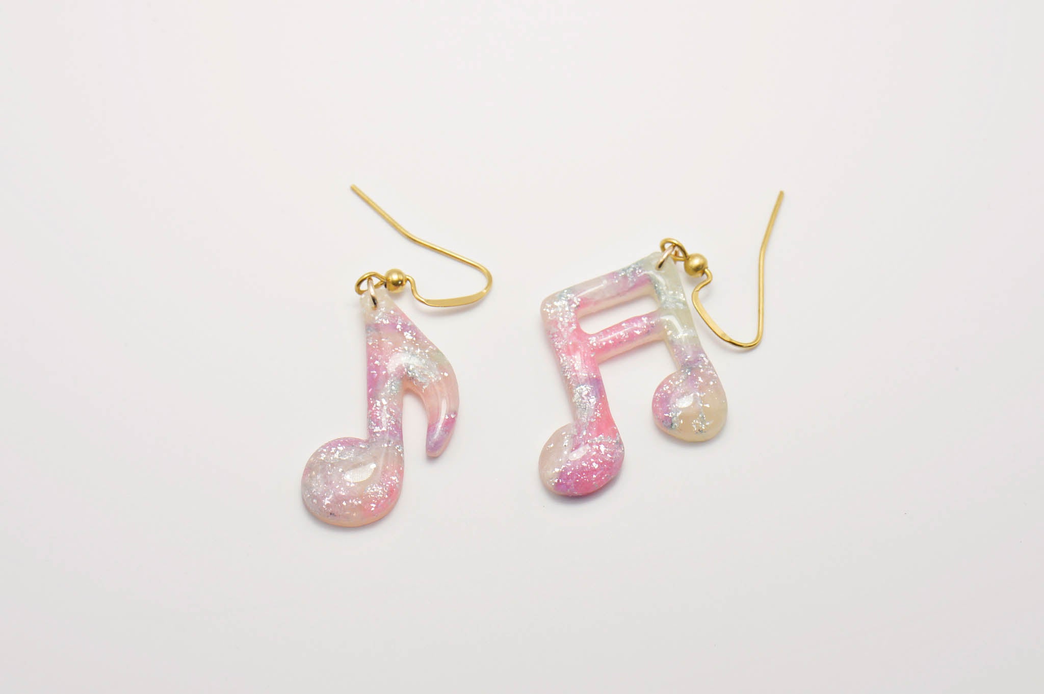 Rose Quartz Music Note Earrings