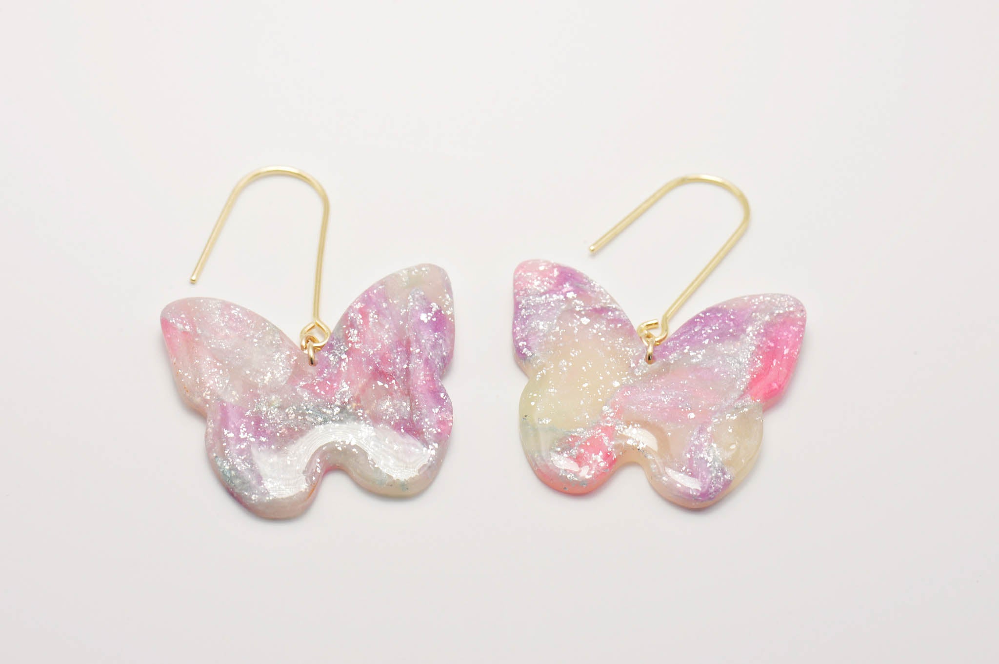 Pink & Purple Transparent Butterfly Earrings
