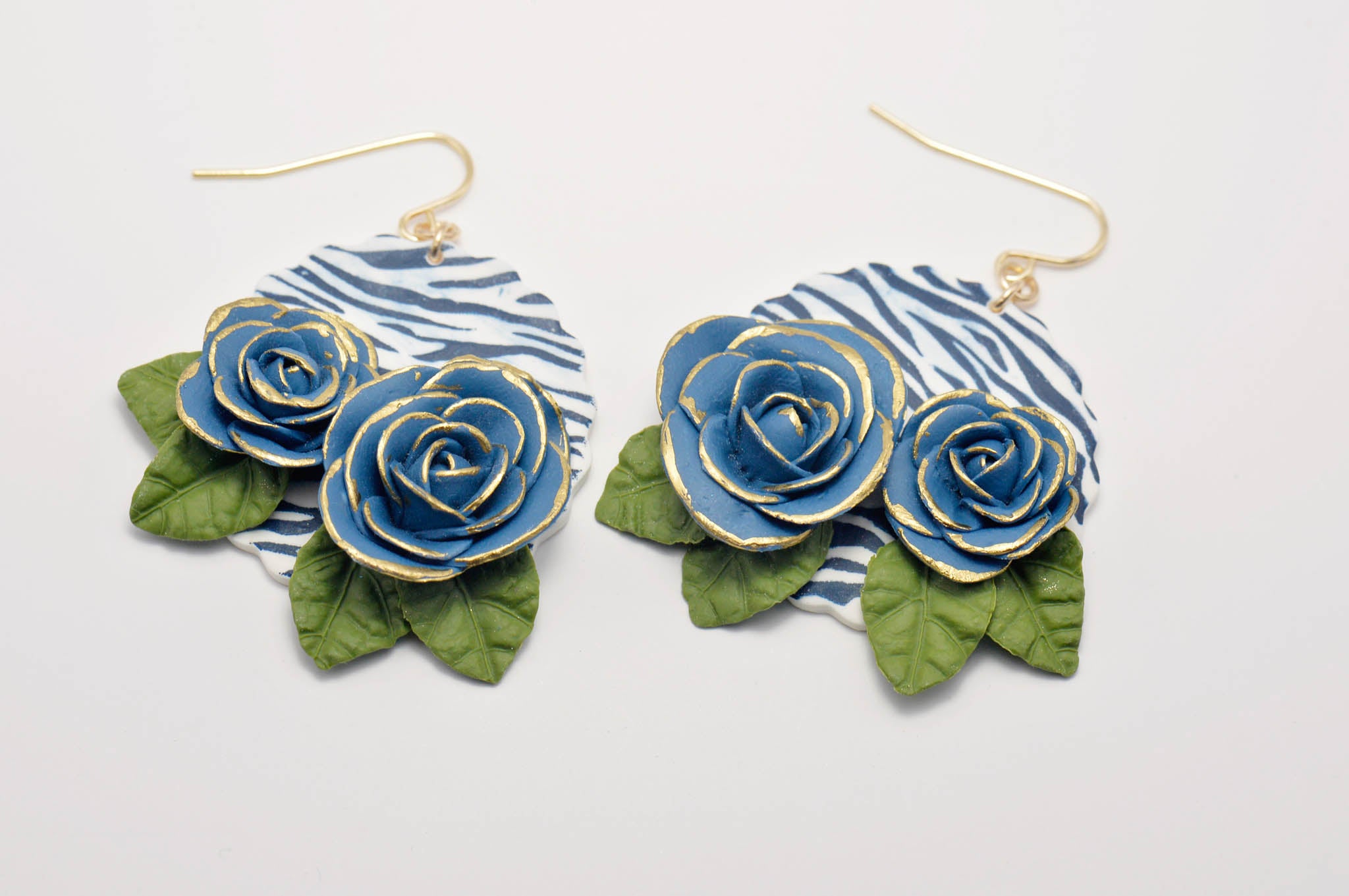 Rose Zebra Print Statement Earrings