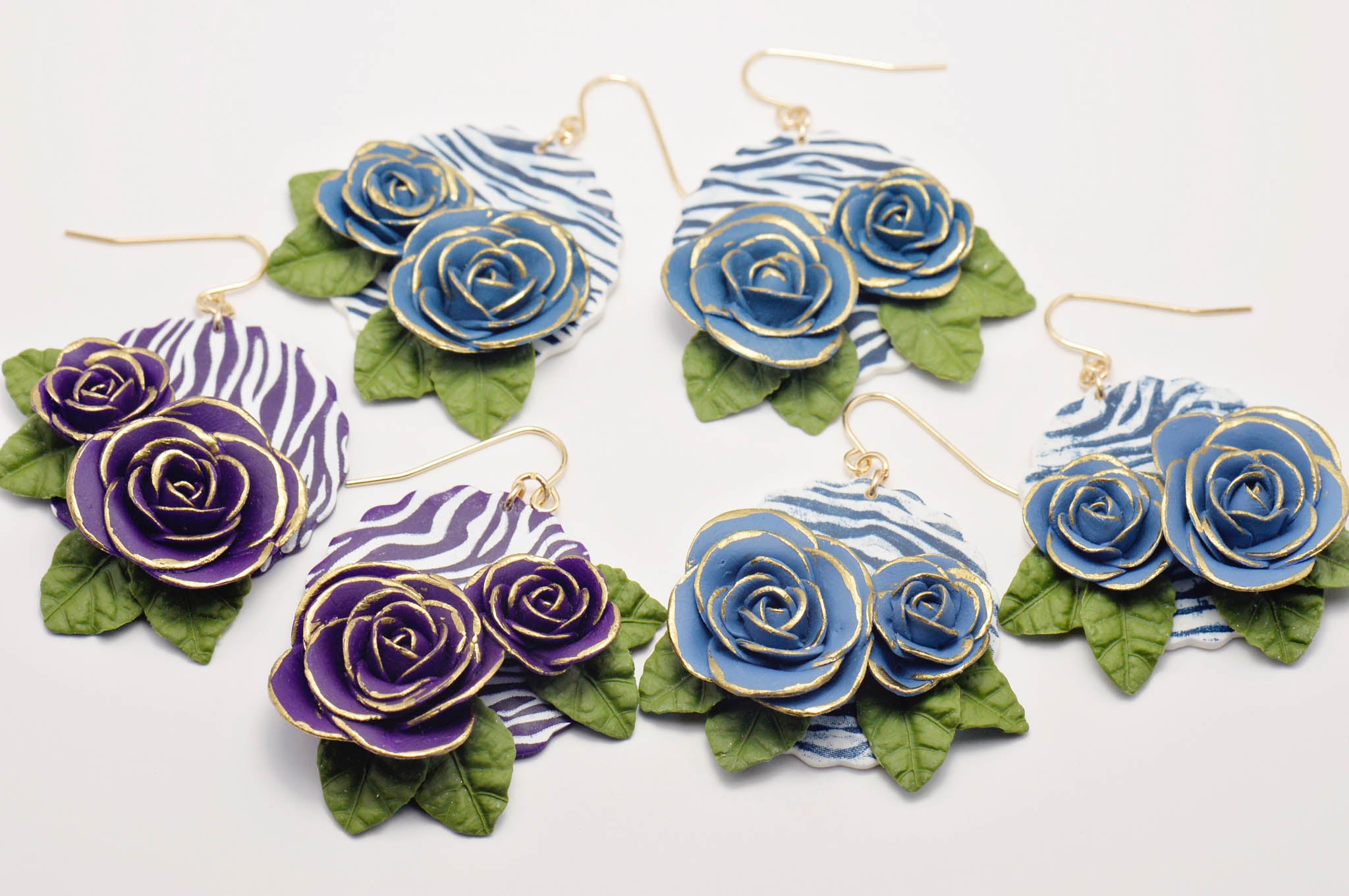Rose Zebra Print Statement Earrings