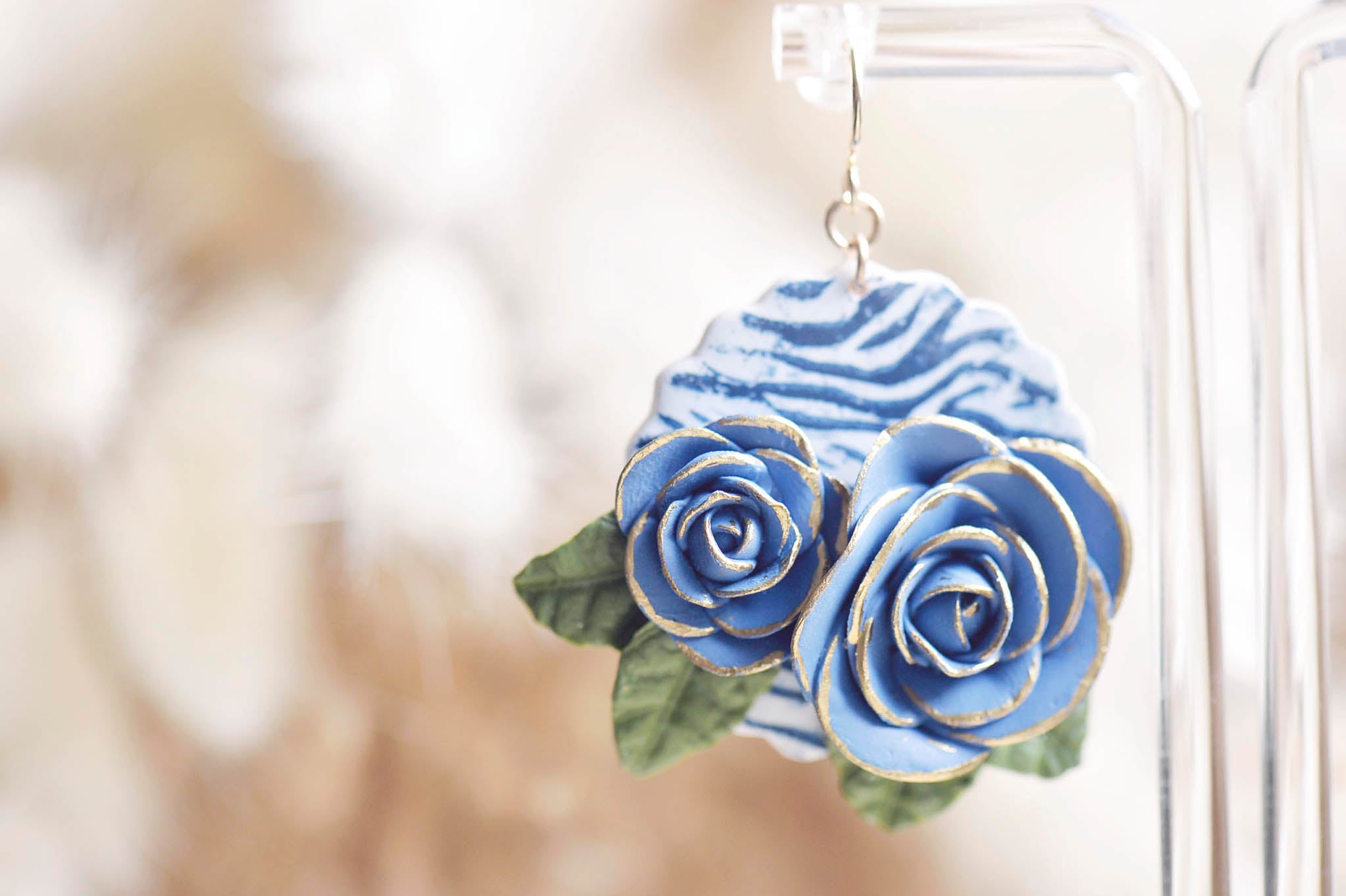 Rose Zebra Print Statement Earrings