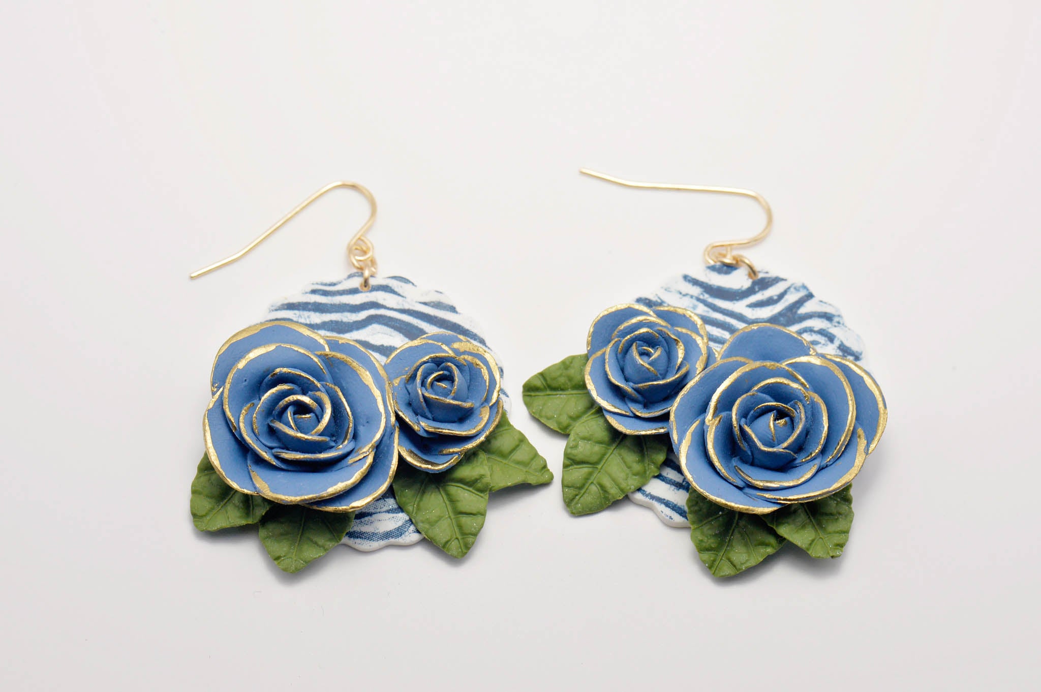 Rose Zebra Print Statement Earrings