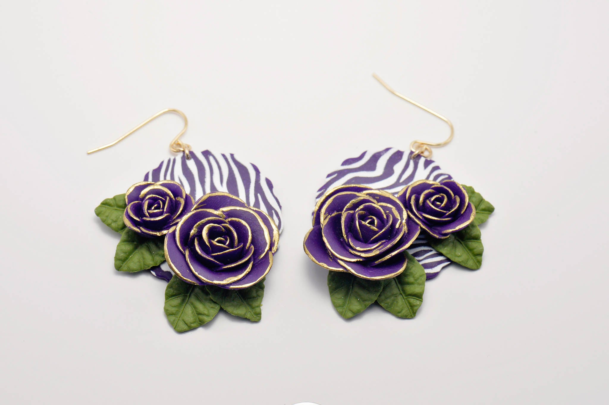 Rose Zebra Print Statement Earrings