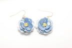 Rose Earrings with Gold-Filled Centers - Blue & Teal