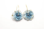 Rose Hoop Earrings - Blue & Teal