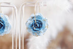 Rose Hoop Earrings - Blue & Teal