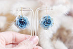 Rose Hoop Earrings - Blue & Teal