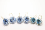 Rose Hoop Earrings - Blue & Teal