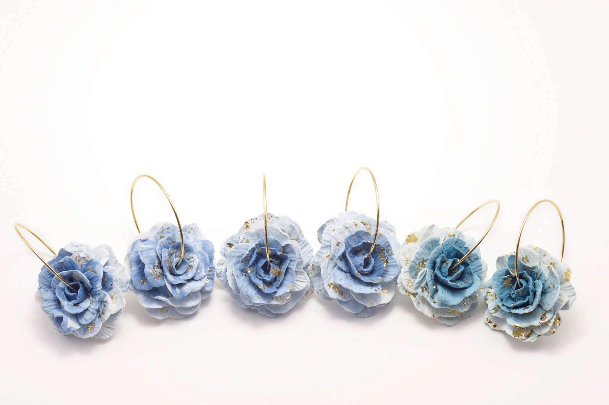 Rose Hoop Earrings - Blue & Teal