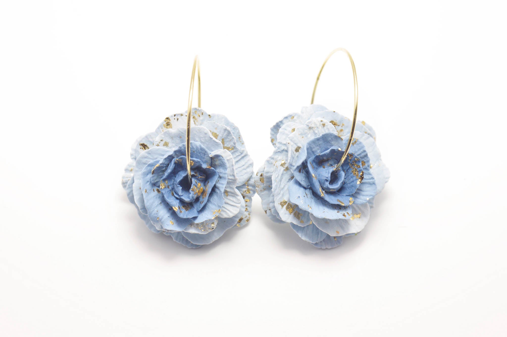 Rose Hoop Earrings - Blue & Teal