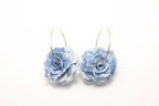 Rose Hoop Earrings - Blue & Teal