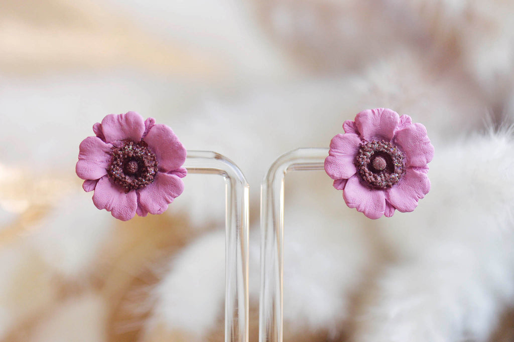 Poppy Studs - Rose Pink & Red