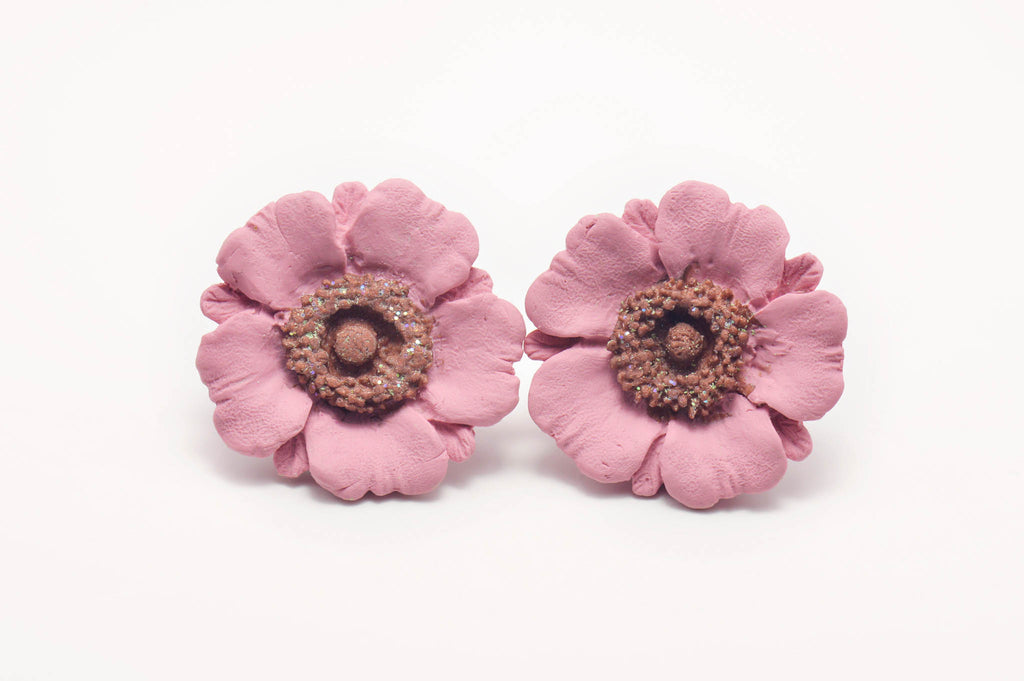 Poppy Studs - Rose Pink & Red