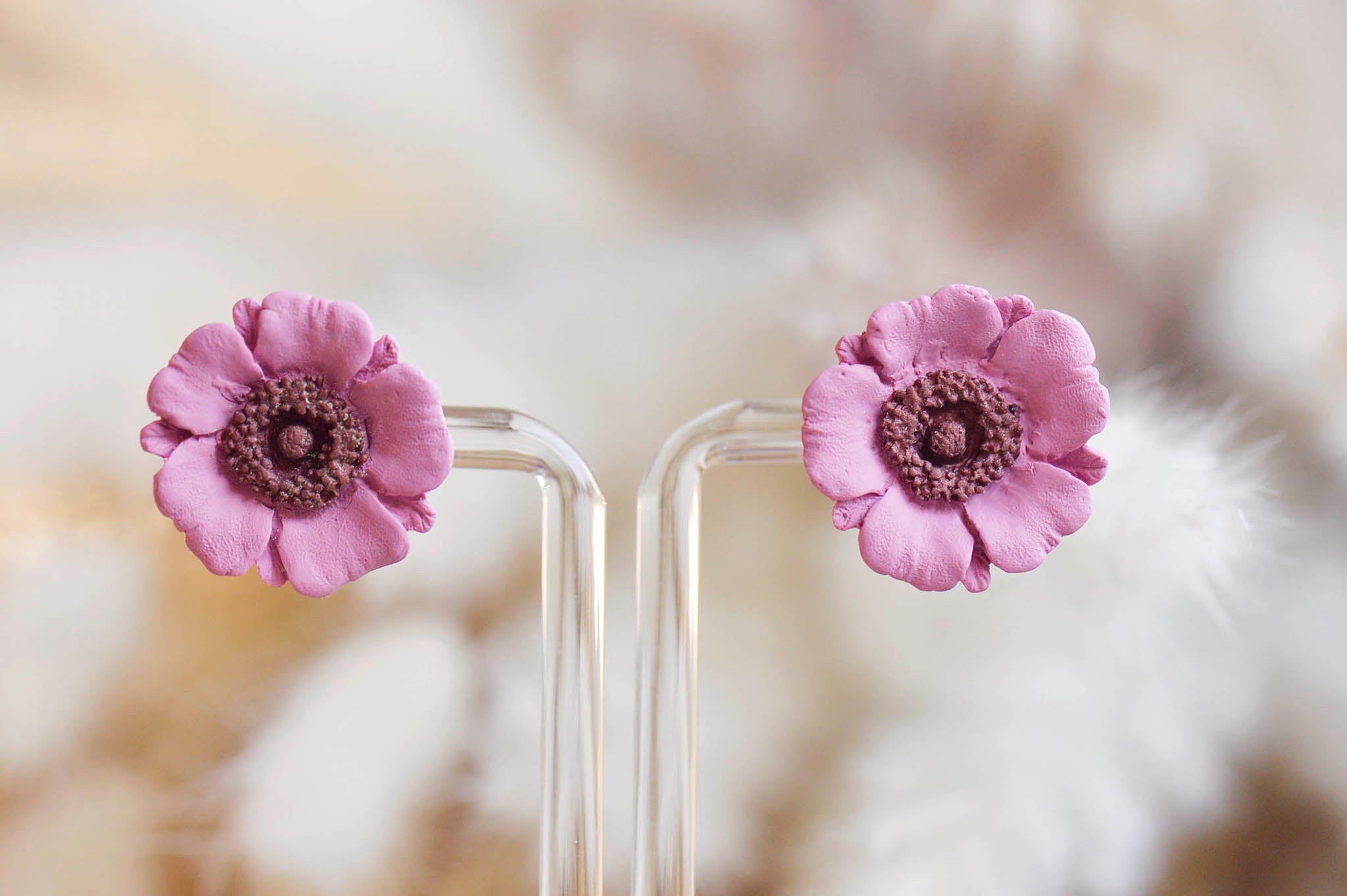 Poppy Studs - Rose Pink & Red