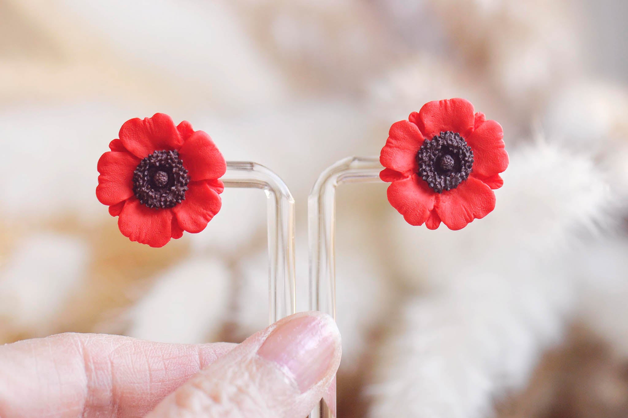 Poppy Studs - Rose Pink & Red