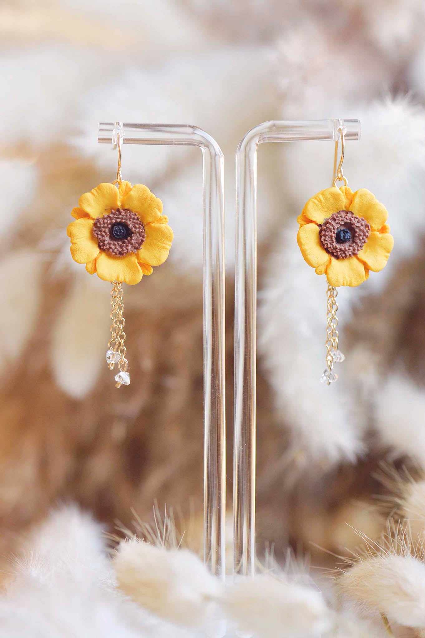 Crystal Seed Bead Poppy Dangles