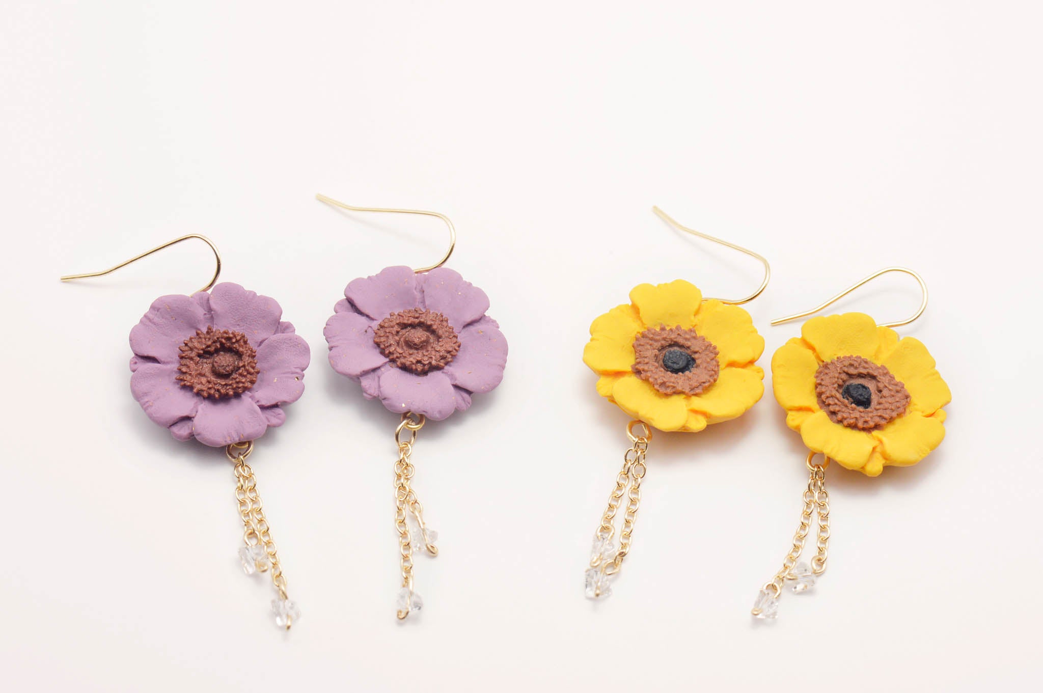 Crystal Seed Bead Poppy Dangles