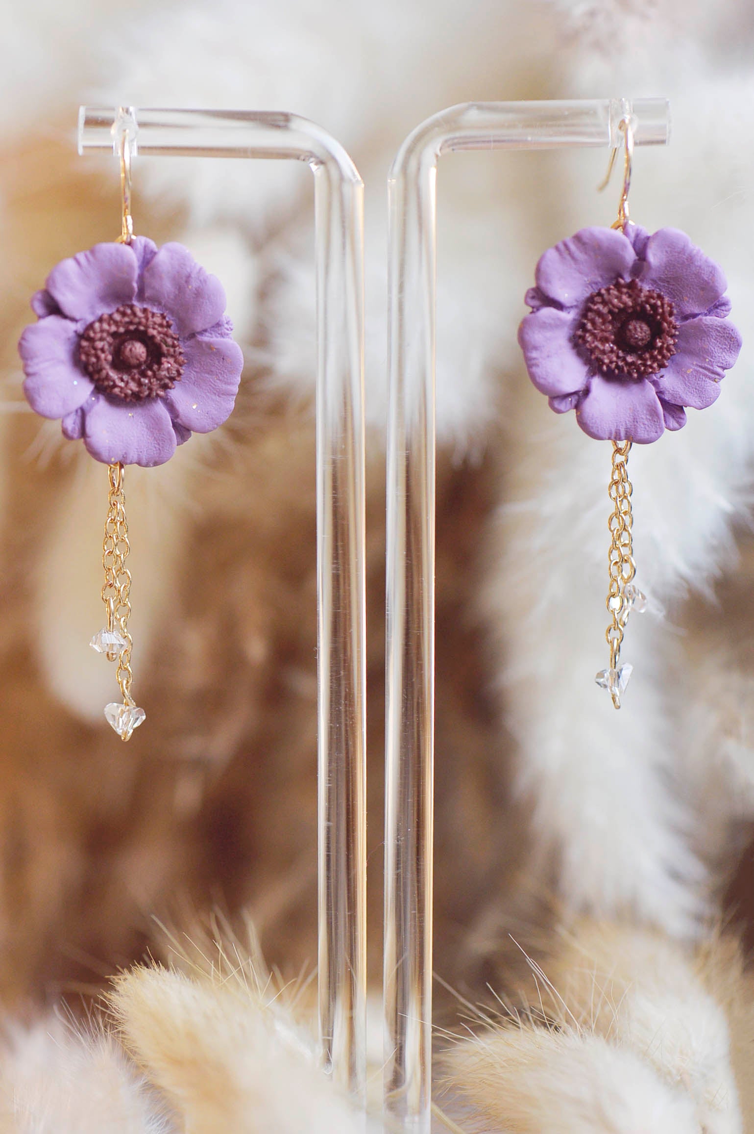 Crystal Seed Bead Poppy Dangles