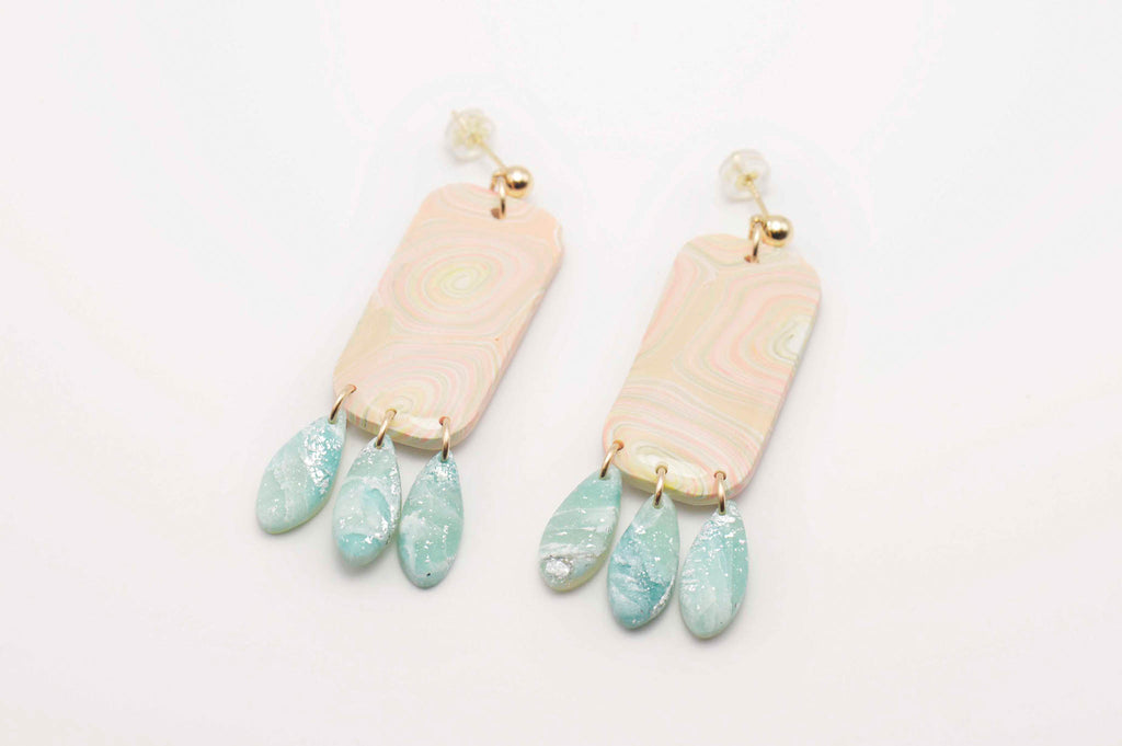 Peach & Mint Polymer Clay Dangles
